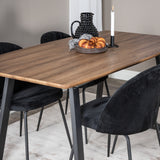 Jídelní stůl Inca - 160/200*85*H75 - Dub / Černá+Wrinkles Jídelní židle - Černé nohy - Black Velvet_4