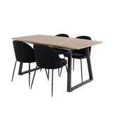 Jídelní stůl Inca - 160/200*85*H75 - Dub / Černá+Wrinkles Jídelní židle - Černé nohy - Black Velvet_4