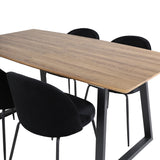 Jídelní stůl Inca - 160/200*85*H75 - Dub / Černá+Wrinkles Jídelní židle - Černé nohy - Black Velvet_4