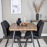 Jídelní stůl Inca - 160/200*85*H75 - Dub / Černá+Gemma Jídelní židle - Černé nohy - Černá látka_4