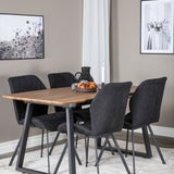 Jídelní stůl Inca - 160/200*85*H75 - Dub / Černá+Gemma Jídelní židle - Černé nohy - Černá látka_4