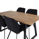 Jídelní stůl Inca - 160/200*85*H75 - Dub / Černá+Gemma Jídelní židle - Černé nohy - Černá látka_4