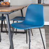 Jídelní stůl Inca - 160/200*85*H75 - Dub / Černá+Arktická jídelní židle - Černé nohy - Modrý Plast_4