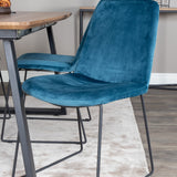 Jídelní stůl Inca - 160/200*85*H75 - Dub / Černá + Muce Jídelní židle - Černé nohy - Modrá Velvet_4