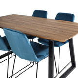 Jídelní stůl Inca - 160/200*85*H75 - Dub / Černá + Muce Jídelní židle - Černé nohy - Modrá Velvet_4