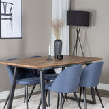 Jídelní stůl Inca - 160/200*85*H75 - Dub / Černá + Sametová jídelní židle - Černé nohy - Modrá látka_4