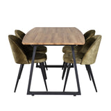 Jídelní stůl Inca - 160/200*85*H75 - Dub / Black+Velvet Jídelní křeslo - Černé nohy - Dusty Green Velvet_4