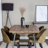 Jídelní stůl Inca - 160/200*85*H75 - Dub / Black+Velvet Jídelní křeslo - Černé nohy - Dusty Green Velvet_4