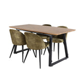 Jídelní stůl Inca - 160/200*85*H75 - Dub / Black+Velvet Jídelní křeslo - Černé nohy - Dusty Green Velvet_4