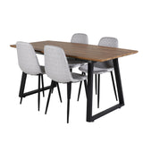 Jídelní stůl Inca - 160/200*85*H75 - Dub / Černá+Polar Diamond Jídelní židle - Černé nohy - Šedá látka_4