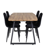 Jídelní stůl Inca - 160/200*85*H75 - Dub / Černá+Polar Diamond Jídelní židle - Černé nohy - Black Velvet_4