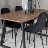 Jídelní stůl Inca - 160/200*85*H75 - Dub / Černá+Polar Diamond Jídelní židle - Černé nohy - Black Velvet_4