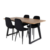 Jídelní stůl Inca - 160/200*85*H75 - Dub / Černá+Polar Diamond Jídelní židle - Černé nohy - Black Velvet_4