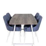 Inca Extentiontable - šedý "dub" / bílá Nohy+Plaza Jídelní židle - Bílé Nohy - Modrá Fabric_4