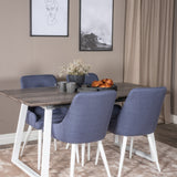 Inca Extentiontable - šedý "dub" / bílá Nohy+Plaza Jídelní židle - Bílé Nohy - Modrá Fabric_4