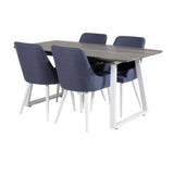 Inca Extentiontable - šedý "dub" / bílá Nohy+Plaza Jídelní židle - Bílé Nohy - Modrá Fabric_4