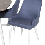 Inca Extentiontable - šedý "dub" / bílá Nohy+Plaza Jídelní židle - Bílé Nohy - Modrá Fabric_4