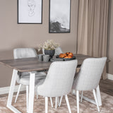 Inca Extentiontable - šedý "dub" / bílá Nohy+Velvet Deluxe Jídelní židle - Bílé nohy - Světle šedá Fabric_4