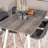 Inca Extentiontable - šedý "dub" / bílá Nohy+Polar Jídelní židle - Bílé Nohy - Black Fabric_4