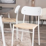 Inca Extentiontable - šedý "dub" / bílá Nohy + Jídelní židle Polly - bílá / Nature _4