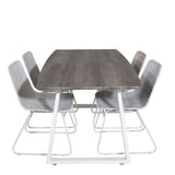 Inca Extentiontable - šedý "dub" / bílá Nohy+Cirebon Jídelní židle - White Wash_4