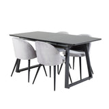 Rozšiřitelný Inca - černý top / černé nohy + sametová jídelní židle - světle šedá / černá_4