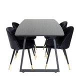 Rozšiřitelný Inca - černý vrch / černé nohy + sametová jídelní židle mosaz - černá / černá_4