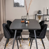 Rozšiřitelný Inca - černý vrch / černé nohy + sametová jídelní židle mosaz - černá / černá_4