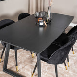 Rozšiřitelný Inca - černý vrch / černé nohy + sametová jídelní židle mosaz - černá / černá_4