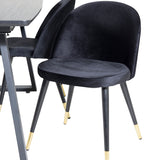 Rozšiřitelný Inca - černý vrch / černé nohy + sametová jídelní židle mosaz - černá / černá_4