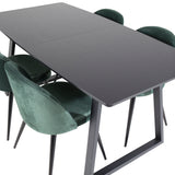Inca Extentiontable - Černá deska / černá Nohy+Velvet Jídelní židle - Zelená / Černá_4