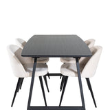 Rozšiřitelný Inca - černý top / černé nohy + sametová jídelní židle - béžová / černá_4