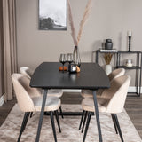 Rozšiřitelný Inca - černý top / černé nohy + sametová jídelní židle - béžová / černá_4