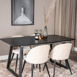 Rozšiřitelný Inca - černý top / černé nohy + sametová jídelní židle - béžová / černá_4