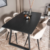 Rozšiřitelný Inca - černý top / černé nohy + sametová jídelní židle - béžová / černá_4