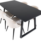 Rozšiřitelný Inca - černý top / černé nohy + sametová jídelní židle - béžová / černá_4