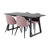 Inca Extentiontable - Černá top / černá Nohy+Velvet Jídelní židle - Pink / Black_4