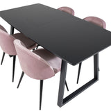 Inca Extentiontable - Černá top / černá Nohy+Velvet Jídelní židle - Pink / Black_4