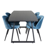 Inca Extentiontable - Černá deska / černá Nohy+Velvet Jídelní židle - Modrá / Černá_4