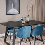 Inca Extentiontable - Černá deska / černá Nohy+Velvet Jídelní židle - Modrá / Černá_4
