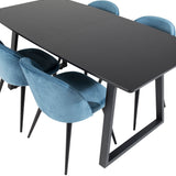 Inca Extentiontable - Černá deska / černá Nohy+Velvet Jídelní židle - Modrá / Černá_4