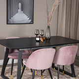Rozšiřitelný Inca - černý top / černé nohy + sametová jídelní židle mosaz - růžová / černá_4