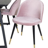 Rozšiřitelný Inca - černý top / černé nohy + sametová jídelní židle mosaz - růžová / černá_4