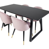 Rozšiřitelný Inca - černý top / černé nohy + sametová jídelní židle mosaz - růžová / černá_4