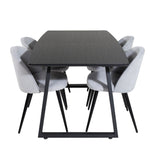 Rozšiřitelný Inca - černý top / černé nohy + sametová jídelní židle manšestr - světle šedá / černá_4