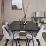 Rozšiřitelný Inca - černý top / černé nohy + sametová jídelní židle manšestr - světle šedá / černá_4