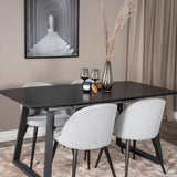 Rozšiřitelný Inca - černý top / černé nohy + sametová jídelní židle manšestr - světle šedá / černá_4