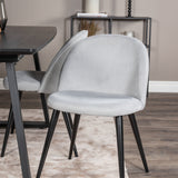 Rozšiřitelný Inca - černý top / černé nohy + sametová jídelní židle manšestr - světle šedá / černá_4