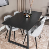 Rozšiřitelný Inca - černý top / černé nohy + sametová jídelní židle manšestr - světle šedá / černá_4