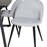 Rozšiřitelný Inca - černý top / černé nohy + sametová jídelní židle manšestr - světle šedá / černá_4